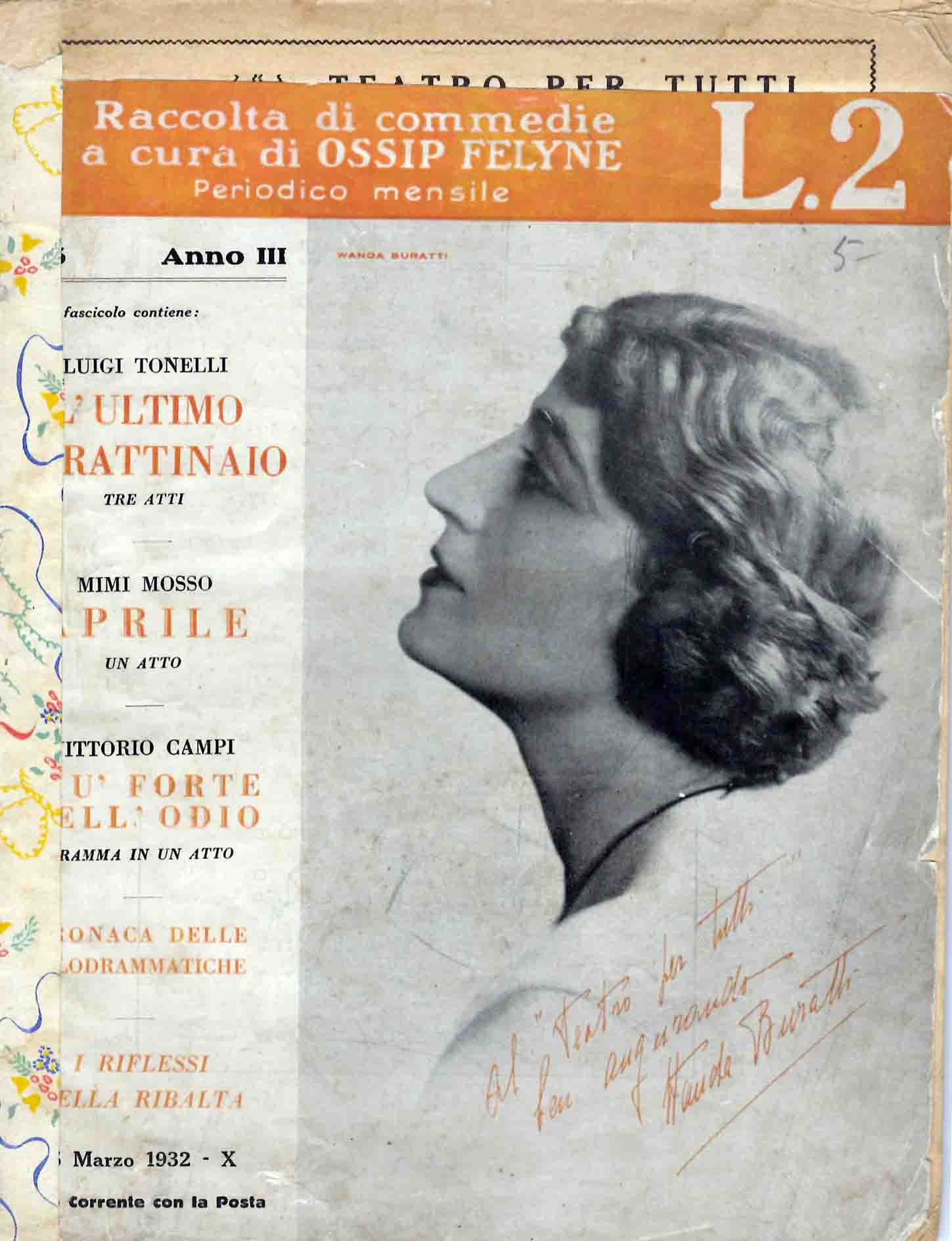 Teatro per tutti. Raccolte di commedie. Periodico mensile a cura di Ossip Felyne. Periodico mensile